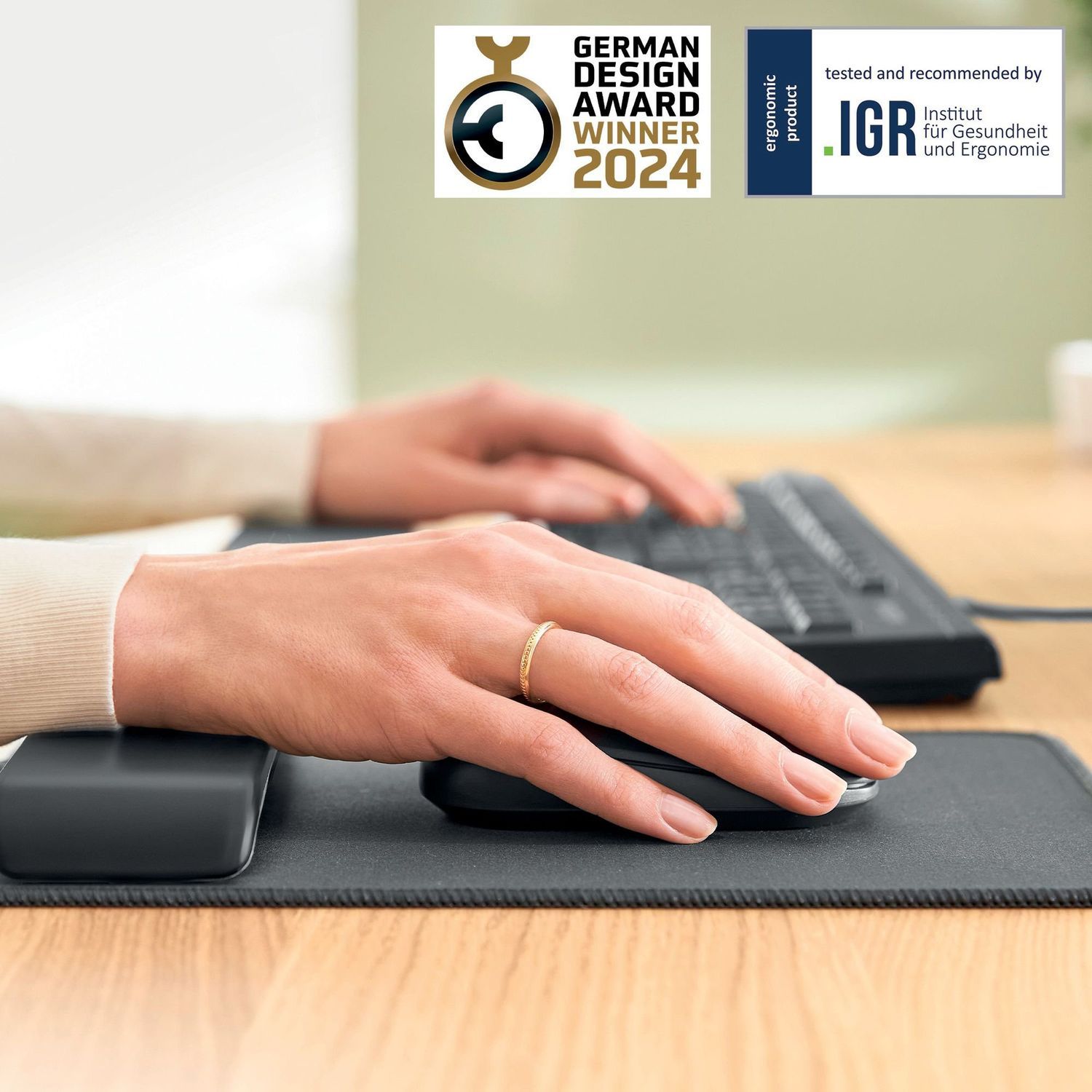 Leitz Ergo Mouse Pad with Adjustable Wrist Rest Velvet Grey - Office ...
