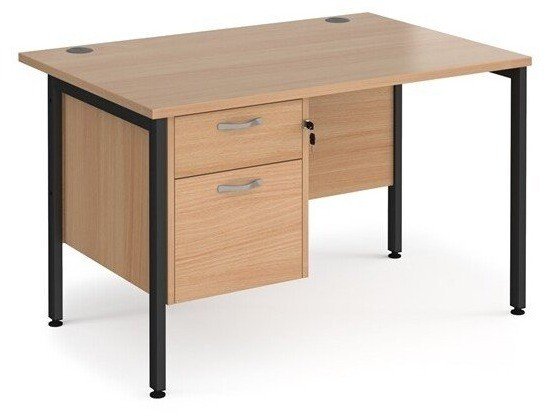 Dams Maestro 25 Rectangular Desk with Straight Legs and 2 Drawer Fixed Pedestal - 1200 x 800mm - Beech