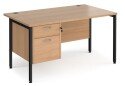 Dams Maestro 25 Rectangular Desk with Straight Legs and 2 Drawer Fixed Pedestal - 1400 x 800mm