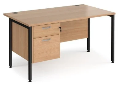Dams Maestro 25 Rectangular Desk with Straight Legs and 2 Drawer Fixed Pedestal - 1400 x 800mm
