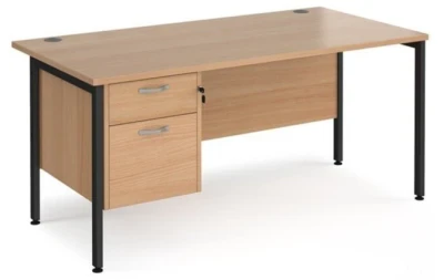 Dams Maestro 25 Rectangular Desk with Straight Legs and 2 Drawer Fixed Pedestal