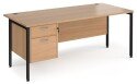 Dams Maestro 25 Rectangular Desk with Straight Legs and 2 Drawer Fixed Pedestal - 1800 x 800mm