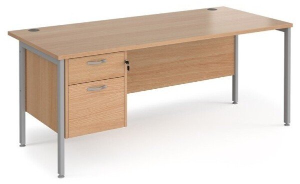 Dams Maestro 25 Rectangular Desk with Straight Legs and 2 Drawer Fixed Pedestal - 1800 x 800mm - Beech