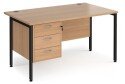 Dams Maestro 25 Rectangular Desk with Straight Legs and 3 Drawer Fixed Pedestal - 1400 x 800mm
