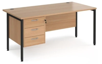 Dams Maestro 25 Rectangular Desk with Straight Legs and 3 Drawer Fixed Pedestal - 1600 x 800mm
