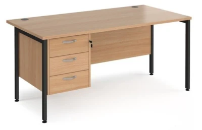 Dams Maestro 25 Rectangular Desk with Straight Legs and 3 Drawer Fixed Pedestal