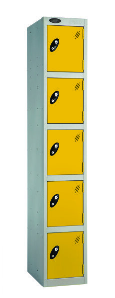 Probe 5 Door Single Steel Locker - 1780 x 305 x 305mm - Yellow (RAL 1004)