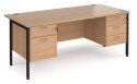 Dams Maestro 25 Rectangular Desk with Straight Legs, 2 and 3 Drawer Fixed Pedestals - 1800 x 800mm
