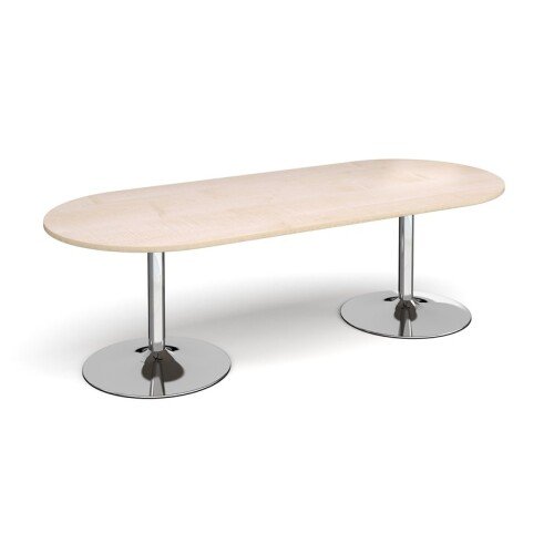 Dams Chrome Trumpet Base Radial End Boardroom Table 2400 x 1000mm