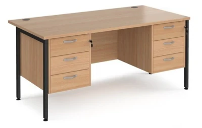 Dams Maestro 25 Rectangular Desk with Straight Legs, 3 and 3 Drawer Fixed Pedestals - 1600 x 800mm