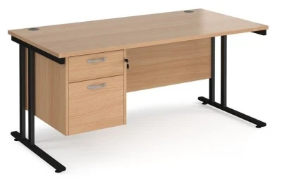 Dams Maestro 25 Rectangular Desk with Twin Cantilever Legs and 2 Drawer Fixed Pedestal