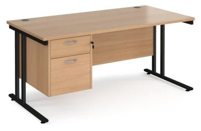 Dams Maestro 25 Rectangular Desk with Twin Cantilever Legs and 3 Drawer Fixed Pedestal