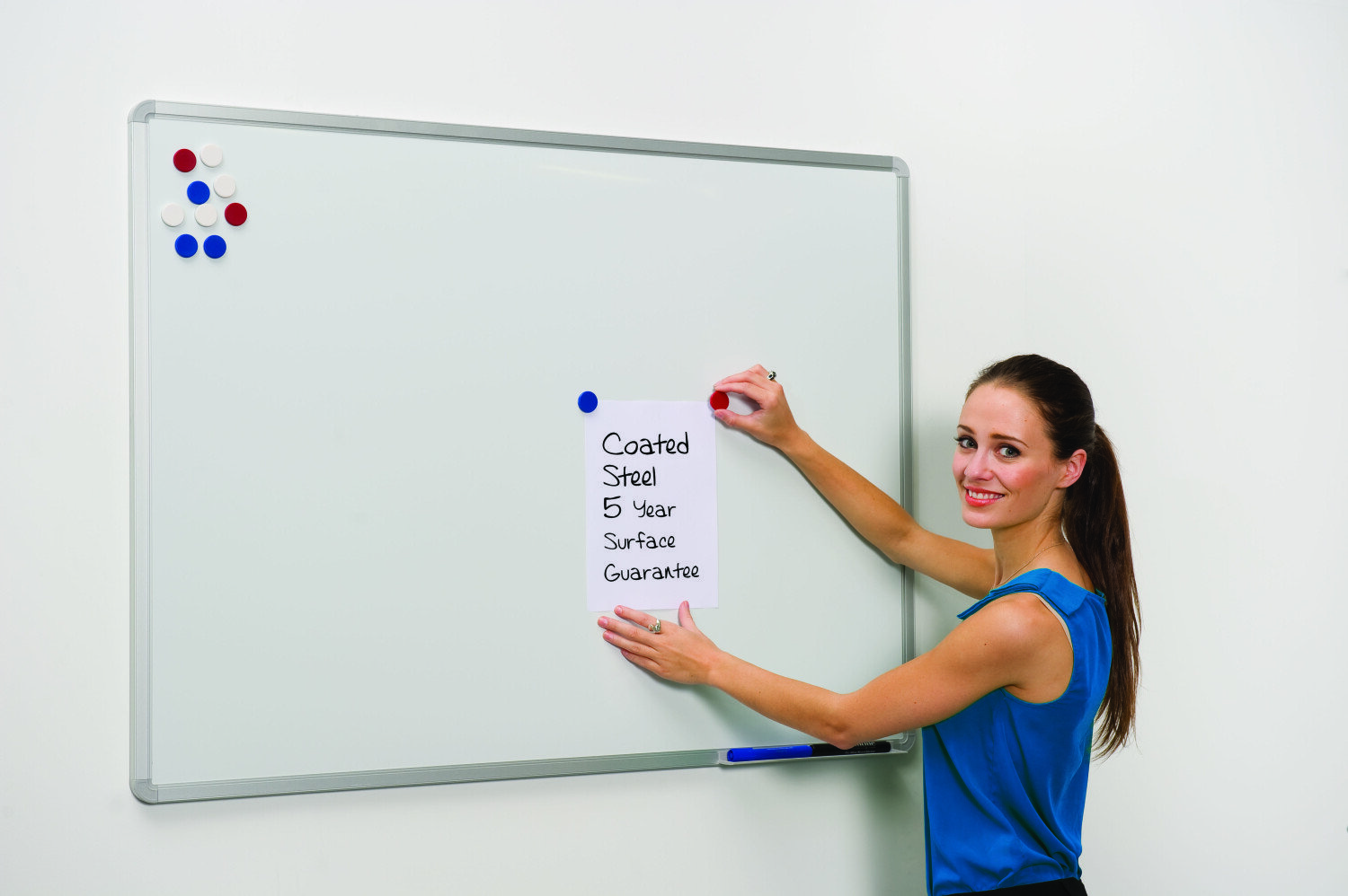 Spaceright Coated Steel Writing White Boards - 2400 x 1200mm - Office  Furniture Direct