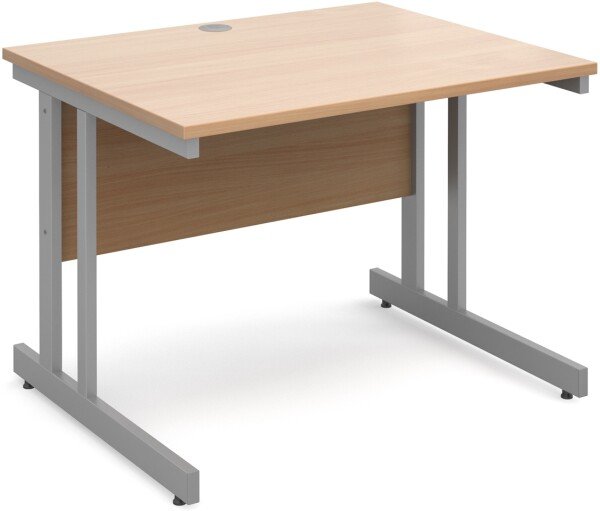 Dams Momento Rectangular Desk with Twin Cantilever Legs - 1000 x 800mm - Beech