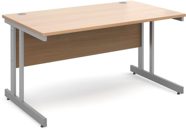 Dams Momento Rectangular Desk with Twin Cantilever Legs - 1400 x 800mm - Beech