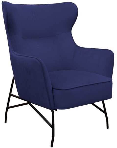 Dams Alpha High Back Lounge Chair with Black Metal Frame - Dark Blue