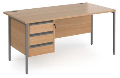 Dams Contract 25 Rectangular Desk with Straight Legs and 3 Drawer Fixed Pedestal