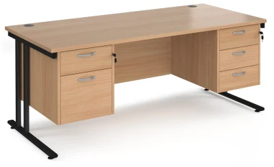 Dams Maestro 25 Rectangular Desk with Twin Cantilever Legs, 2 and 3 Drawer Pedestals - 1800 x 800mm