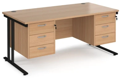 Dams Maestro 25 Rectangular Desk with Twin Cantilever Legs, 3 and 3 Drawer Pedestals - 1600 x 800mm