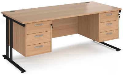 Dams Maestro 25 Rectangular Desk with Twin Cantilever Legs, 3 and 3 Drawer Pedestals - 1800 x 800mm