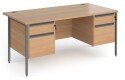 Dams Contract 25 Rectangular Desk with Straight Legs, 2 and 2 Drawer Fixed Pedestals - 1600 x 800mm