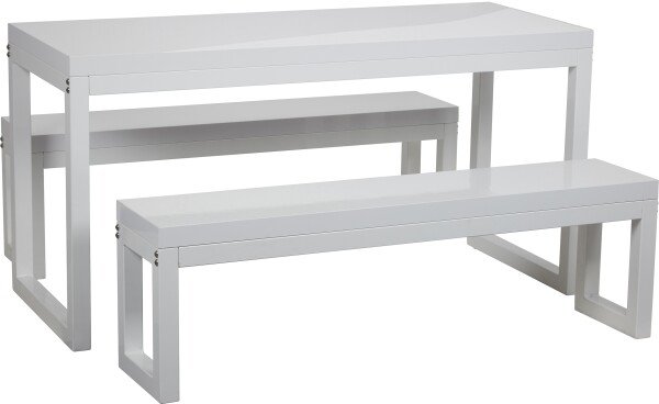 Spaceright Cube Table & Bench Set - White