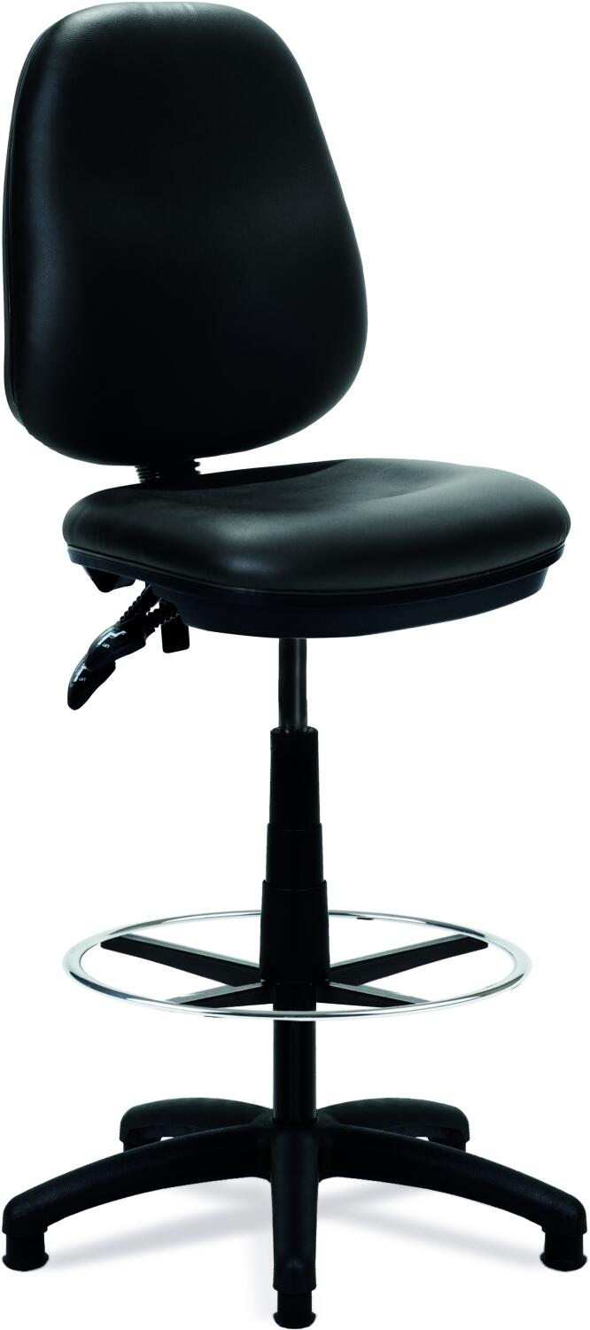 Nautilus Java 200 Black Vinyl Draughtsman Chair with Lumbar Support ...