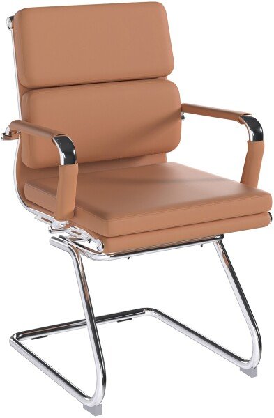 Nautilus Avanti Bonded Leather Cantilever Chair - Brown