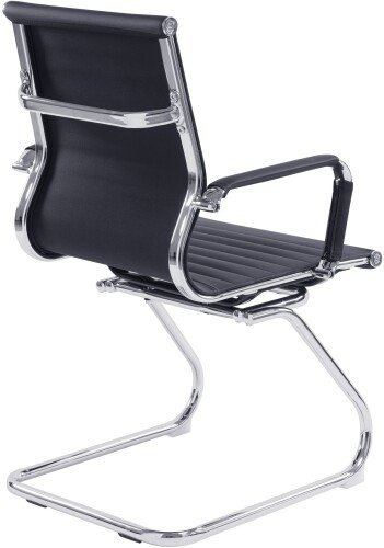 Nautilus Aura Contemporary Medium Back Bonded Leather Visitor Chair - Chrome Frame