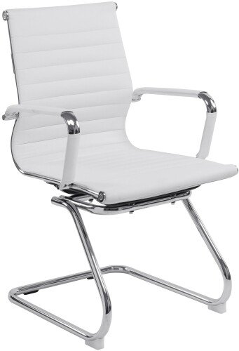 Nautilus Aura Contemporary Medium Back Bonded Leather Visitor Chair - Chrome Frame