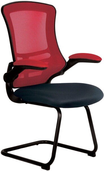 Nautilus Luna Designer Two Tone Mesh Cantilever Chair - Red - Red