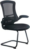Nautilus Luna Designer Medium Back Mesh Cantilever Chair - Black Shell, Black Frame & Folding Arms