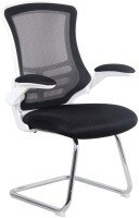 Nautilus Luna Designer Medium Back Mesh Cantilever Chair - White Shell, Chrome Frame & Folding Arms