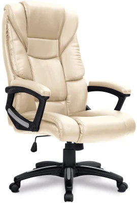 Nautilus Titan Oversized Leather Effect Executive Chair - Cream