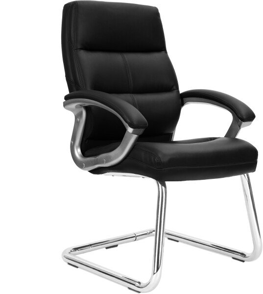 Nautilus Greenwich Leather Effect Executive Visitor Chair - Black