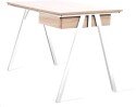Nautilus Tyrol Compact Desk with Suspended Underdesk Drawer - White Frame - Oak Finish