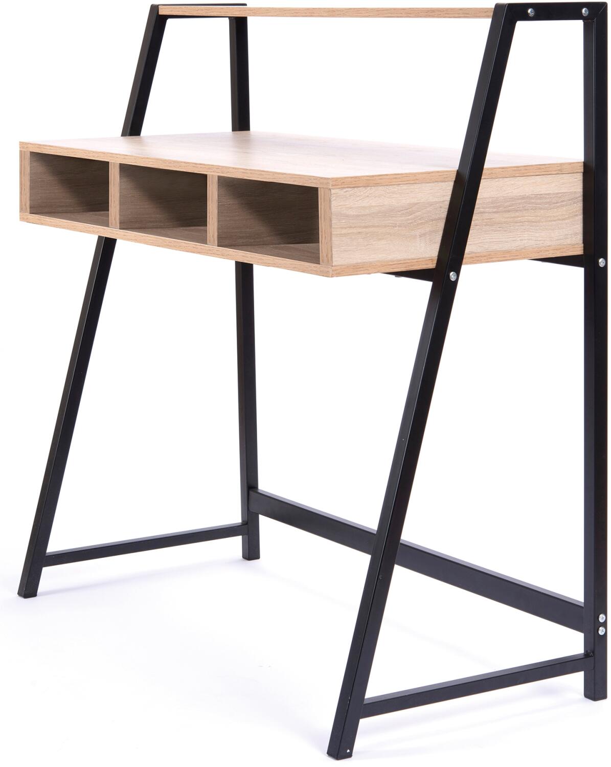Nautilus Vienna Compact Two Tier Desk with Stylish Feature Frame and Upper Storage Shelf Black