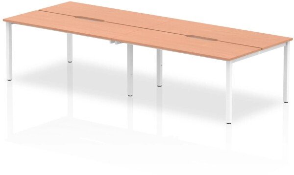 Dynamic Evolve Plus Bench Desk Four Person Back To Back - 2400 x 1600mm - Beech