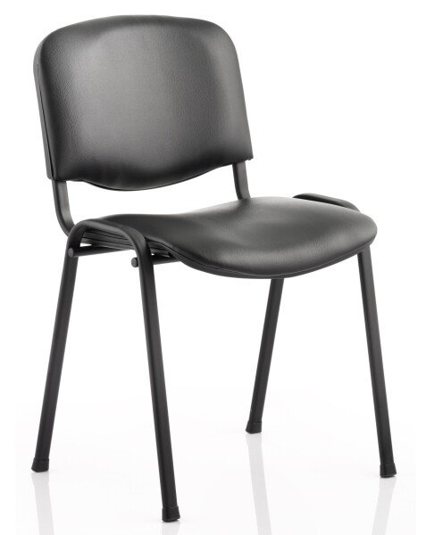Dynamic ISO Black Frame Stacking Vinyl Chair - Black