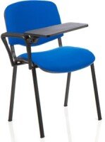 Dynamic ISO Black Frame Stacking Conference Chair Bespoke Fabric Finish With Writing Tablet