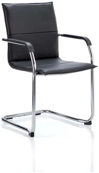 Dynamic Echo Cantilever Bonded Leather Chair with Arms - Black
