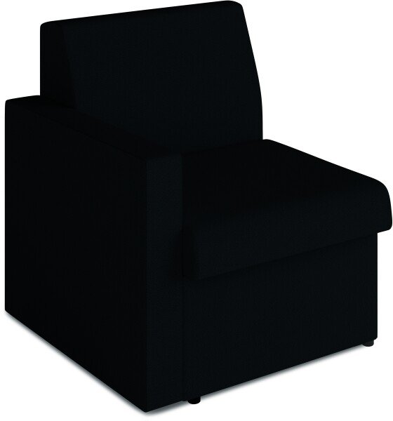 Nautilus Wave Contemporary Modular Fabric Low Back Sofa - Right Hand Arm - Black