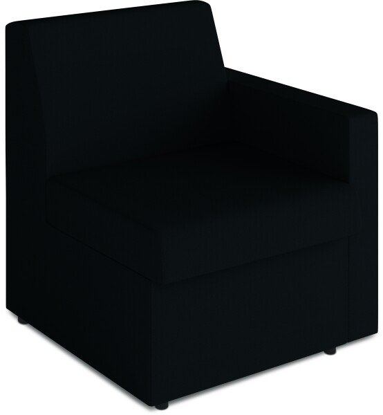 Nautilus Wave Contemporary Modular Fabric Low Back Sofa - Left Hand Arm - Black