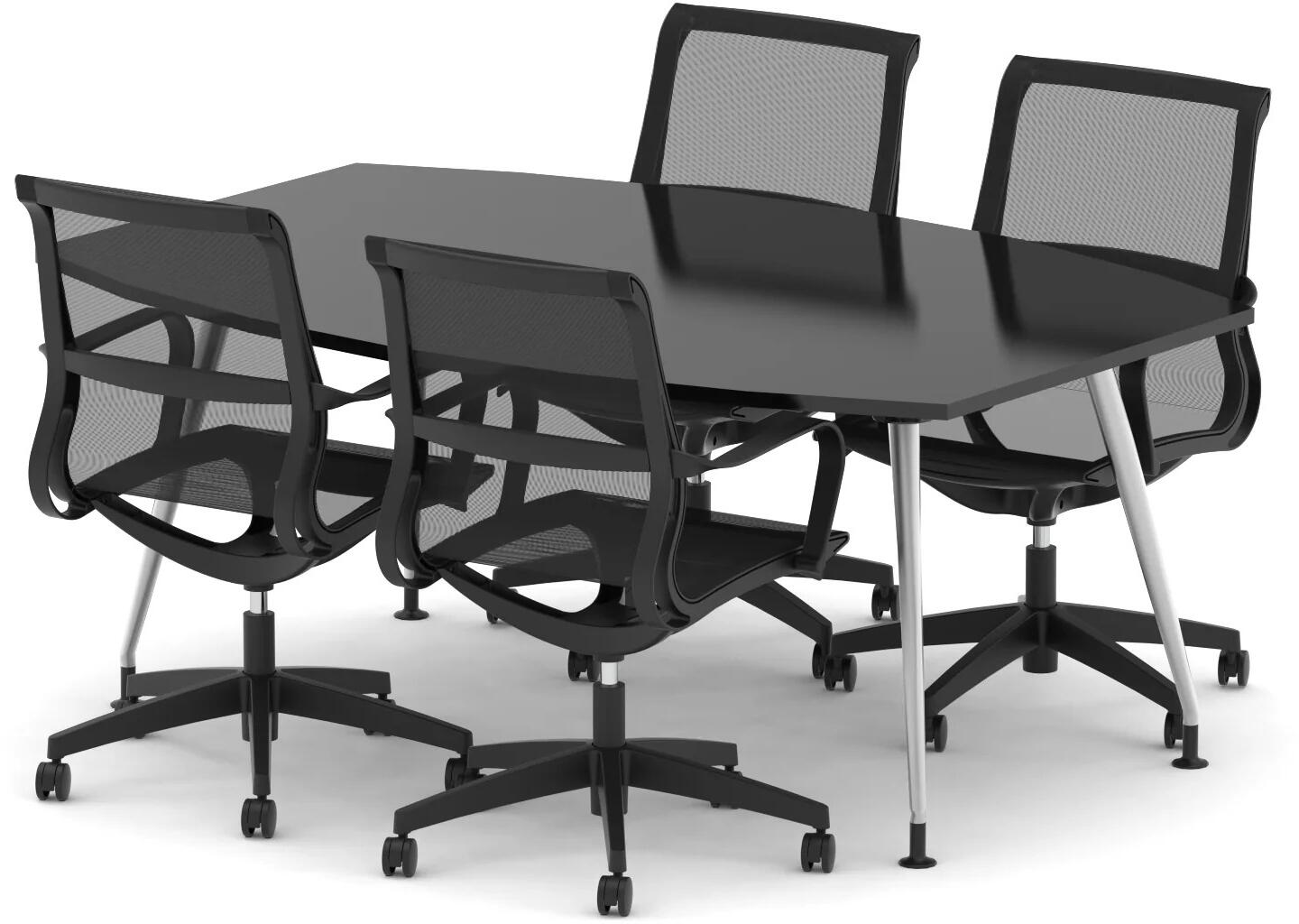 Dynamic Boardroom Table with 4 x Lula Mesh Chairs 1800mm Office