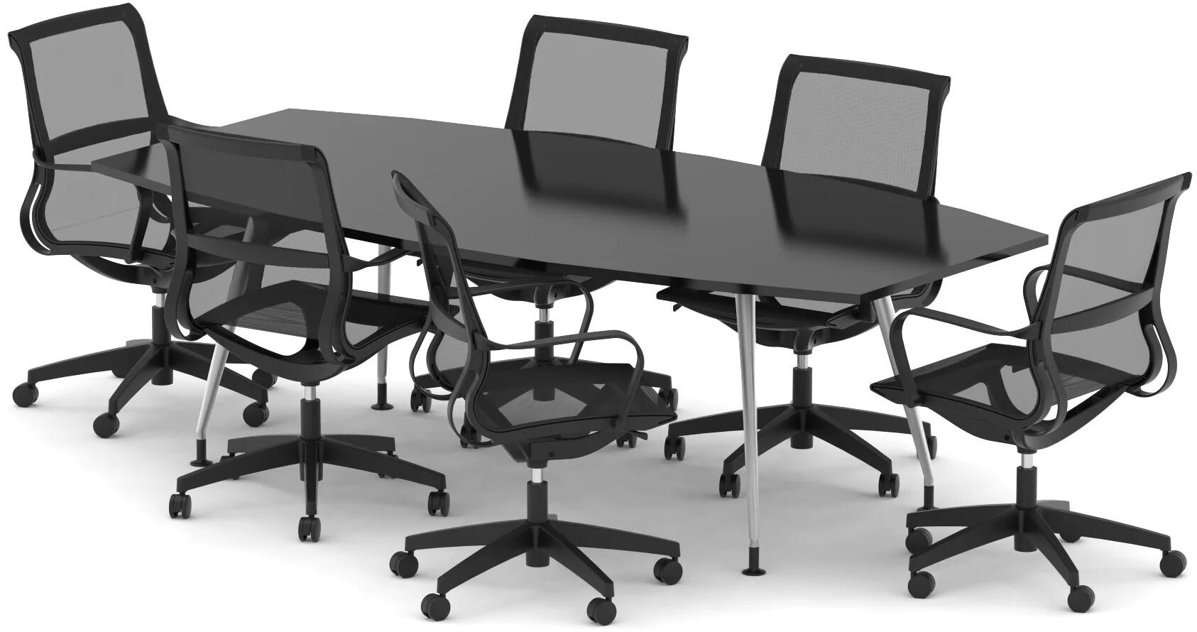 Dynamic Boardroom Table with 6 x Lula Mesh Chairs 2400mm Office