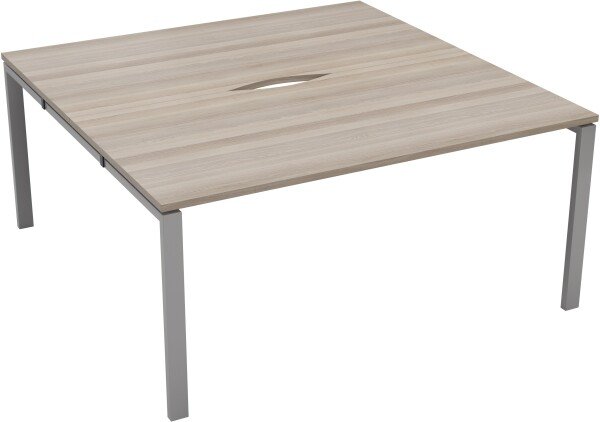 TC Bench Desk, Pod of 2, Full Depth - 1400 x 1600mm - Grey Oak