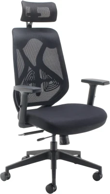 TC Maldini High Back Mesh Chair Black Plastic And Black Mesh And Seat