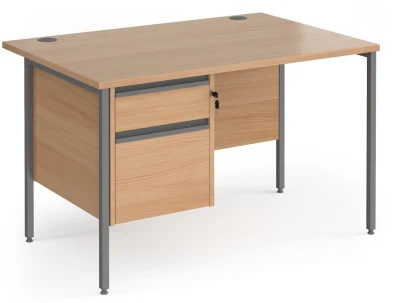Dams Contract 25 Rectangular Desk with Straight Legs and 2 Drawer Fixed Pedestal - 1200 x 800mm