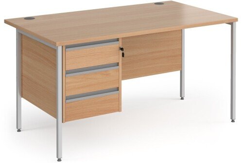 Dams Maestro 25 H-Frame Rectangular Desk with 3 Drawer Pedestal - (w) 1400mm x (d) 800mm