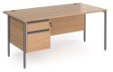 Dams Contract 25 Rectangular Desk with Straight Legs and 2 Drawer Fixed Pedestal - 1600 x 800mm